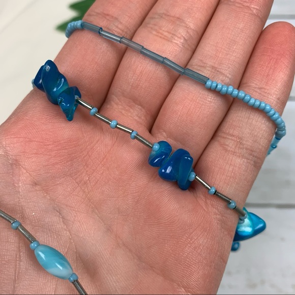 Vintage Blue Beaded Multi Strand Necklace - Picture 9 of 9